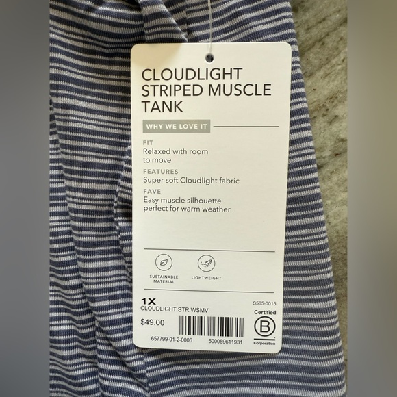NWT Athleta Women’s Cloudlight Whisper Stripe Medieval Violet Muscle Tank - Picture 6 of 6